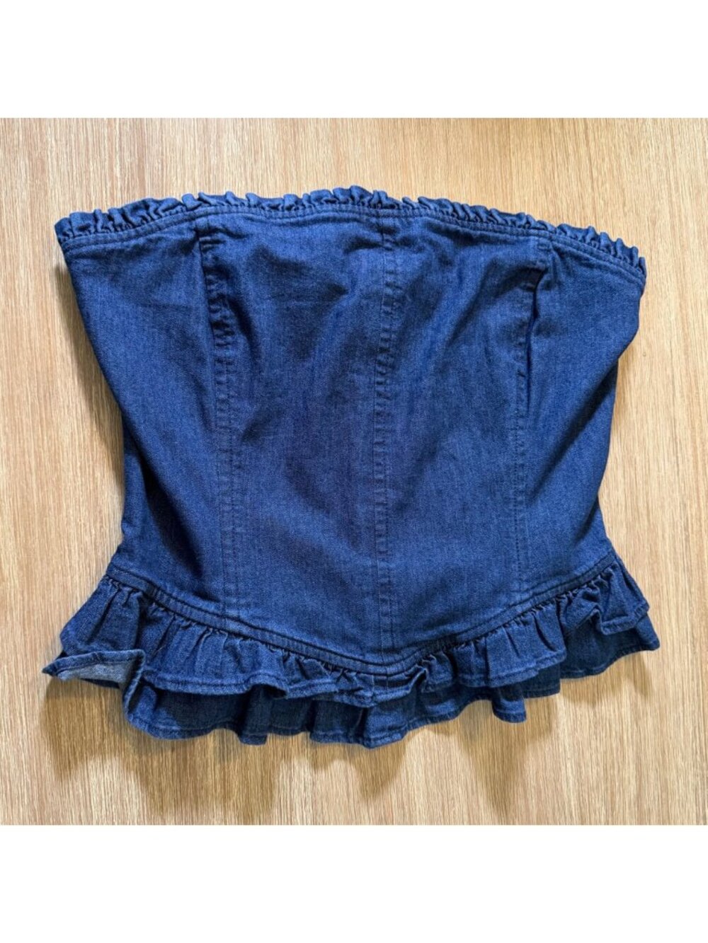 NWT Gap X LoveShackFancy Denim Corset Top Blouse Bustier Ruffled Size XL Tall
